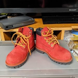 Kids red timberland boots